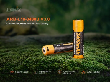 Fenix 18650 3400 mAh USB-C tölthető akkumulátor (Li-ion)