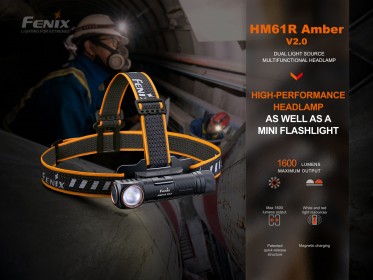Fenix HM61R Amber V2.0 tölthető fejlámpa